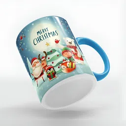 SUBLIKRAFT Blue & White Geometric Printed Ceramic Glossy Mugs Set of Cups and Mugs image 3