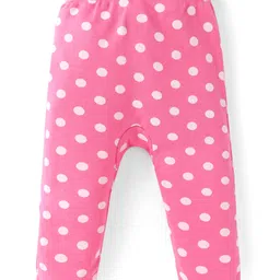 Babyhug Interlock Full Length Diaper Leggings With Floral & Polka Dots Print Pack Of 3 - Blue Pink & Yellow image 5
