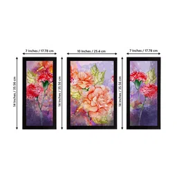 eCraftIndia Set of 3 Blue & Orange Botanical and Floral Satin Matt Textured UV Art Paintings image 3