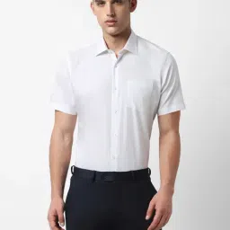 Van Heusen White Cotton Regular Fit Self Pattern Shirt-image-29