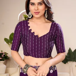 NANDKASHI CHANCHAL Floral Sequinned Embellished Pure Chiffon Saree image 4