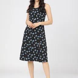 Tokyo Talkies Black Floral Crepe Dress-image-65