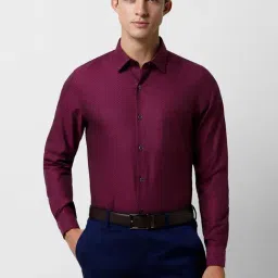 Peter England Elite Maroon Cotton Slim Fit Shirt-picture-16