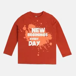 Miniklub Boys Orange Printed Regular Fit T-Shirt-image-31