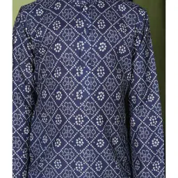 TABARD Kids Navy & White Printed Full Sleeves Kurta with Pyjamas image 5