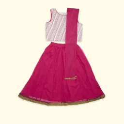 Akkriti by Pantaloons Kids Off-White & Pink Embroidered Lehenga Cholis-picture-30