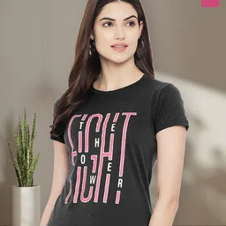 Dreambe Women Pack of 2 Typography Printed Round Neck Cotton T-shirts-picture-13