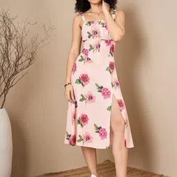Kibo Women Floral Printed A-Line Midi Dress-image-43