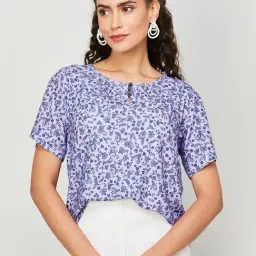 Code by Lifestyle Lilac Printed Top-image-58