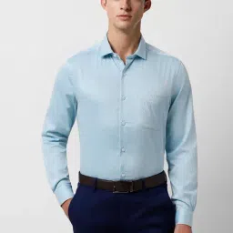 Peter England Elite Blue Cotton Slim Fit Shirt-picture-19