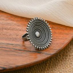 Teejh Suryashi Silver Oxidized Cocktail Ring-picture-21