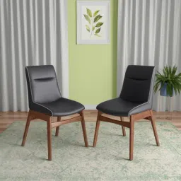 Godrej Interio Pebble Grey Wood Dining Chair (Set of 2) image 2