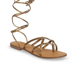 CAMLEE COMFORT Women Solid Party Gladiators with Buckles Flats-image-33