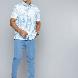 Flying Machine Pure Cotton Self-Design Abstract Printed Casual Shirt image 5