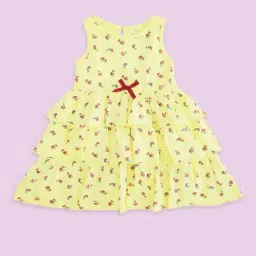 Pantaloons Baby Kids Yellow Cotton Floral Print Dress-picture-24