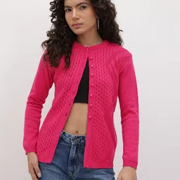 The Roadster Life Co. Self Design Textured Knitted Cardigan Sweater image 5