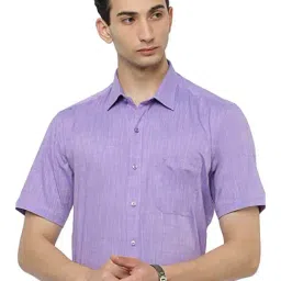 Ramraj Purple Cotton Slim Fit Self Pattern Shirt-picture-27