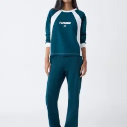 studiofit women Studiofit by Westside Teal Solid High-Rise Track Pants image 3