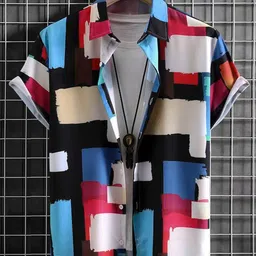 Metronaut Men Standard Regular Fit Spread Collar Abstract Printed Elastane Casual Shirt-picture-29