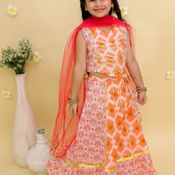 JUNITOS Girls Printed Ready to Wear Lehenga & Blouse With Dupatta-picture-48