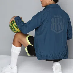 HRX by Hrithik Roshan Men Teal Blue Solid Football Rapid-Dry Sporty Jacket-picture-49