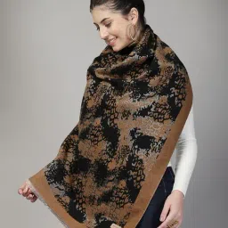 Mafadeny Brown Regular Fit Printed Stole image 2