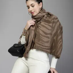 Mafadeny Brown Regular Fit Printed Stole image 5