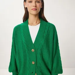 Happiness istanbul Women Cable Knit Ribbed Cardigan-picture-21