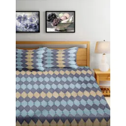 FABINALIV Multi-Color Geometric 300 TC Cotton Blend Bedsheet with 2 Pillow Covers (King) image 2