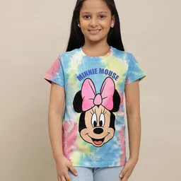 Kidsville Mickey & Friends Featuring Half Sleeves  Minnie Mouse Printed Tee -  Blue & Pink-picture-10
