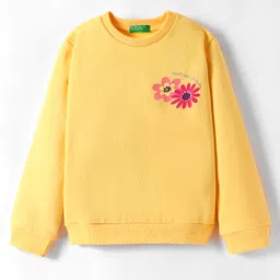 UCB Cotton Knit Full Sleeves Sweatshirt with Floral Print - Yellow-picture-16