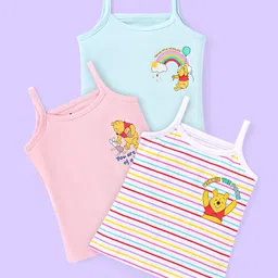 Babyhug Disney Single Jersey Knit Singlet Sleeves Slips with Winnie The Pooh Graphics Pack of 3 -Light Blue Pink & White-picture-17