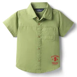 INFINITY Cotton Woven Half Sleeves 9 Number Printed Shirt - Leaf Green-picture-23