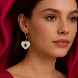Digital Dress Room Evil-Eye Gold-Plated Heart Shaped Drop Earrings-image-74