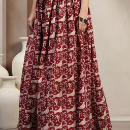 SUNEKH Self Designed Cotton Flared Maxi Skirts-picture-50
