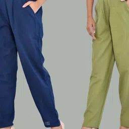SVKETAIL Women Pack Of 2 Solid Pure Cotton Trousers With 2 Pockets-picture-25