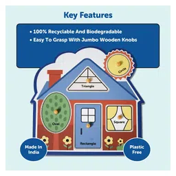 minileaves Mini Leaves My First Shapes Jumbo Wooden Knob Puzzle-Multicolor - 5 Pieces image 3