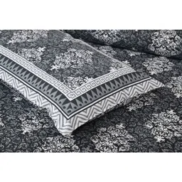 Uniqchoice Floral Printed King Size Bedsheet with 2 Pillow Cover - Grey image 3