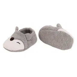 Kicks & Crawl Fox Face Applique Detailed Booties - Grey image 4