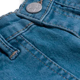 Babyhug Denim Mid Thigh Washed Shorts With Stretch & Text Embroidery - image 3