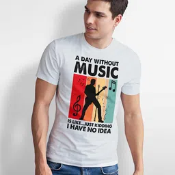 Seekbuylove Men Graphic Printed Round Neck Short Sleeve Bio Finish Pure Cotton T-shirt image 5