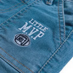 Babyhug Denim Mid Thigh Washed Shorts With Stretch & Text Embroidery - image 4