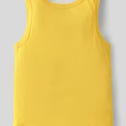 Babyhug 100 % Cotton Knit Sleeveless Sando with Stripes & Beach Theme Print Pack of 3 - Yellow & Light Blue image 5