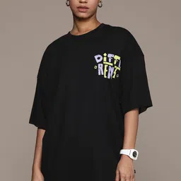 The Roadster Lifestyle Co. Typography Printed Drop-Shoulder Sleeves Oversized T-shirt-picture-31