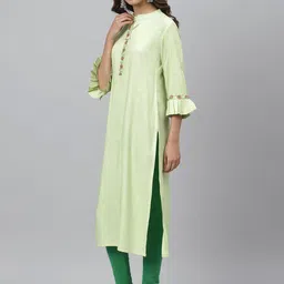 JAIPUR ATTIRE Women Green Flared Sleeves Kurta image 4