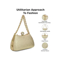 Lavie Signature Updo Framed Clutch with Detachable Chain -Gold (S) image 2