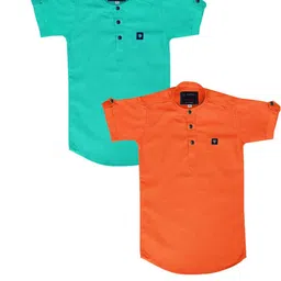 OJ TREND Kids-Boys Sea Green Kurtas-picture-3