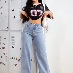 DressBerry Women Comfort Straight Fit High-Rise Light Fade Acid Wash Stretchable Jeans image 4