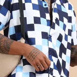 StitchX Geometric Printed Cubans Collar Short Sleeves Standard Printed Casual Shirt image 4