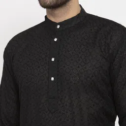 Jompers Men Black Self Design Kurta with Churidar image 3